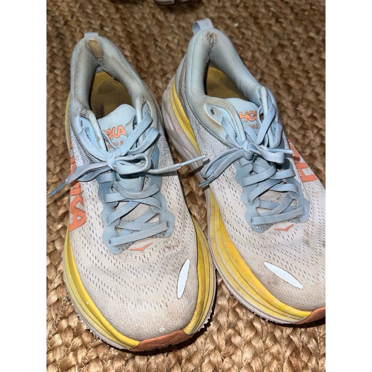 Hoka Blue And Yellow Shoes